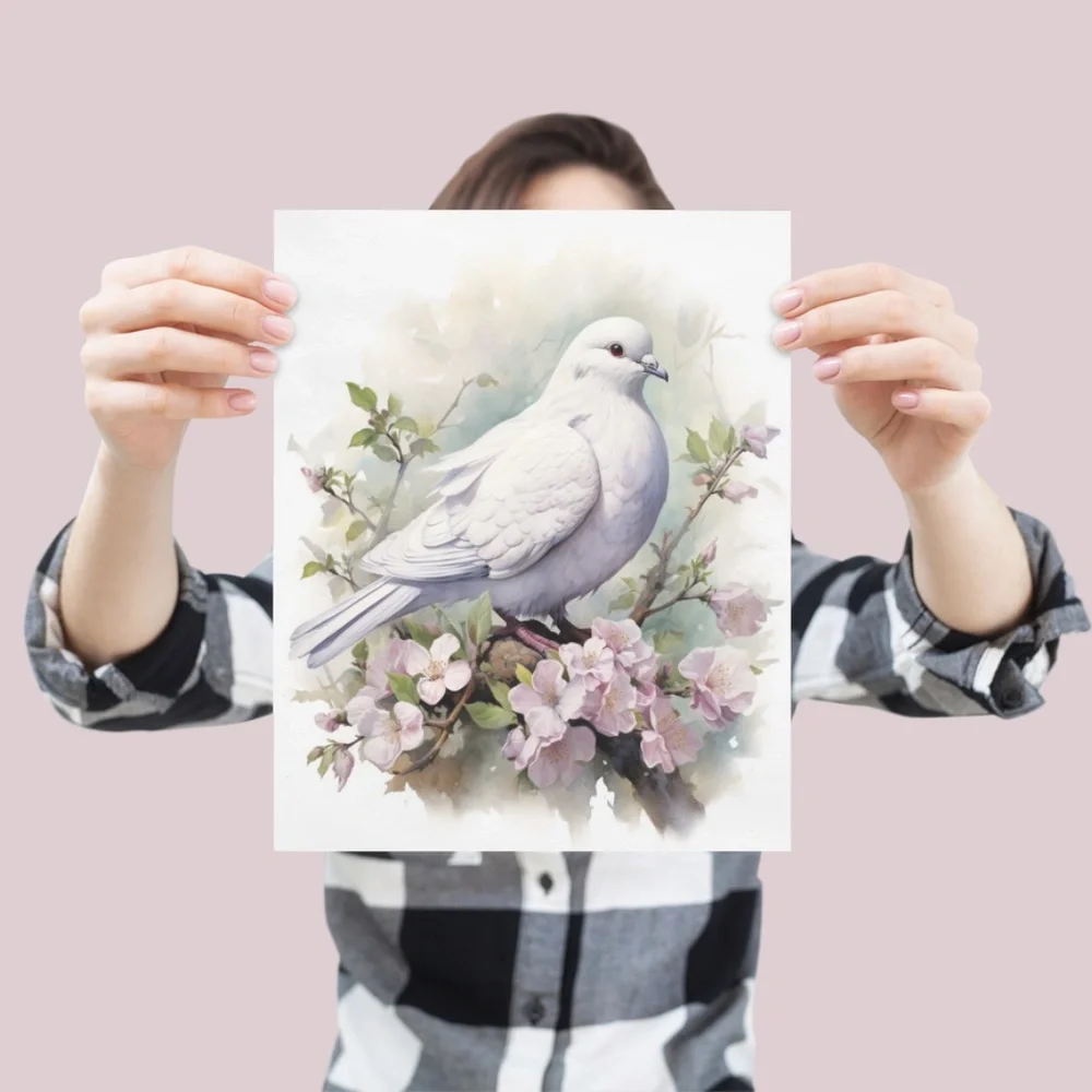 Watercolor Mourning Dove Bird Portrait Wall Art Illustration Print Unframed - Picture 4 of 5
